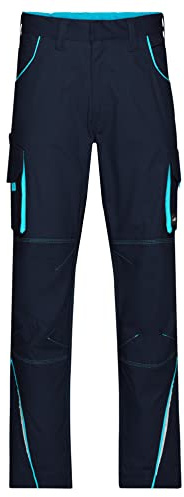 James & Nicholson Workwear Bundhose - Praktische Arbeitshose in Kontrastoptik | Farbe: navy/turquoise | Grösse: 56