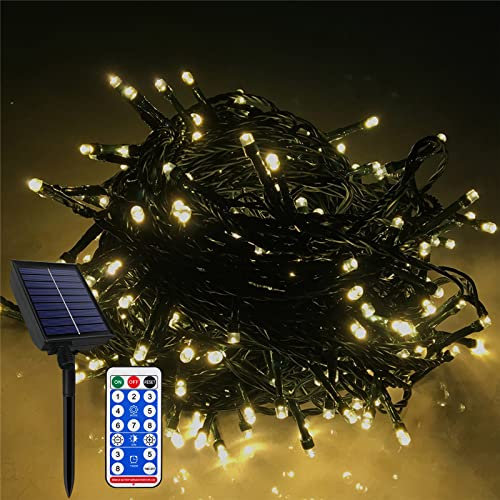 XMTECH Solar Lichterkette Aussen, 100M 1000 LED Solar Lichterkette Außen Warmweiß, Solarlichterkette für Außen Innen Weihnachten Hochzeit Party, 8 Leuchtmodi mit Speicherfunktion Timer USB IP44