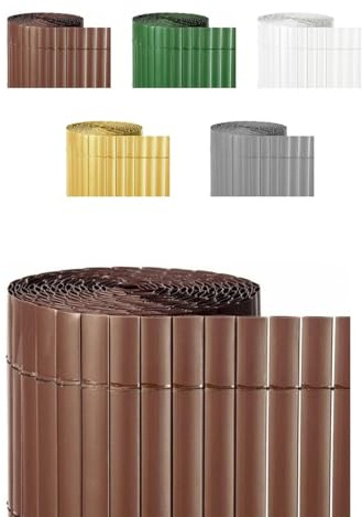 JARDIN202 - Cañizo PVC Doble Cara 1400gr/m² | Valla ocultación | Resistente a Rayos UV | Bridas Fijación Incluidas | 2x3m (Marrón)
