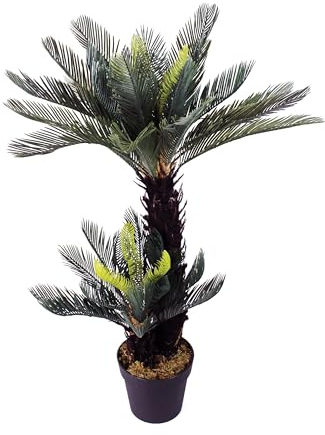 Cycas Palmier artificiel 100 cm avec 41 fronces de palmier en pot Plante artificielle comme vrai