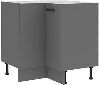 Kuechen-preisbombe Küche Nessa Eckunterschrank 90X90 Anthrazit Küchenzeile Küchenblock Einbauküche