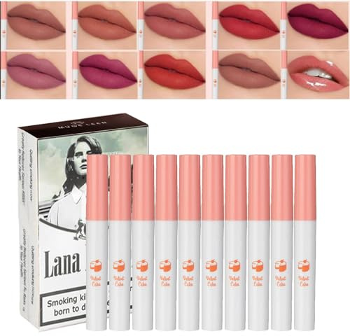 SAMERIO Lipstick Cigarettes 10 Colors Lip Tint Set Long Lasting Matte Lipstick 24 Hour Waterproof