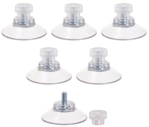 DBOO 6 Pcs Clear Suction Cups With Thread Diameter 30mm, M4 PVC Cups, Plastic Sucker Pads, Extra Strong Holder for Bathroom Kitchen Home Decor
