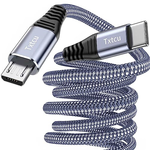 Txtcu USB C to Micro USB Cable 5m, Nylon Braided USB C to Micro Charger Cable for Android Sync, Compatible with Samsung Galaxy S7/S5/J3/J5/J7, Huawei, HTC, LG