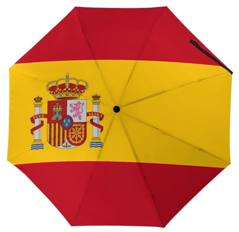 Paraguas de viaje automático y manual con bandera de España, paraguas para sol y lluvia, 3 paraguas plegables para mujeres y hombres, estampado divertido, Estilo:, Automatic
