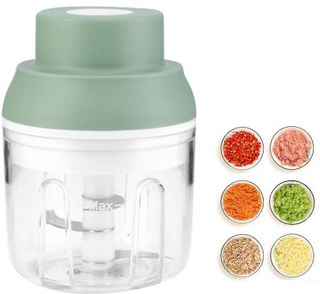 SUNJULY Tritatutto elettrico, 250 ml, tritatutto per cipolle, tritatutto elettrico, ricaricabile USB, per verdure, frutta, aglio, carne, peperoncino, zenzero