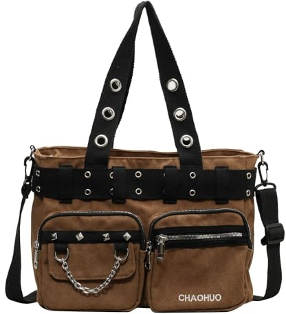 Makukke Y2K Tote Bag Damen, Gothic Umhängetasche Shopper Tasche Handtasche Schultertaschen für Arbeit Büro Reisen Einkaufen Schule
