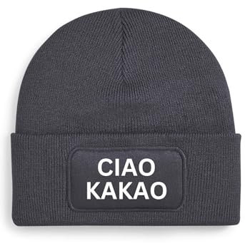 Styleaufdruck Unisex Beanie Mütze - Ciao Kakao - Wintermütze für Damen, Herren und Kinder | Lustiger Spruch Winterfans (DE/NL/SE/PL, Alphanumerisch, Einheitsgröße, Schwarz/Weiß)