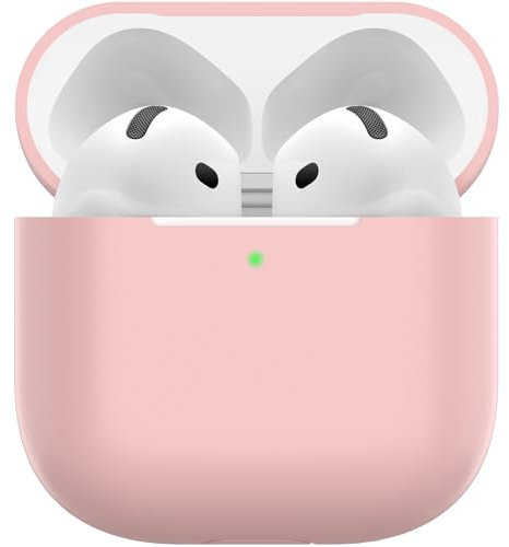 Nemteur Hülle für AirPods 4, Thin Schützende Silikon Case für AirPods 4th 2024 (USB-C) Skin Front LED Sichtbar Silicone Cover, Rosa