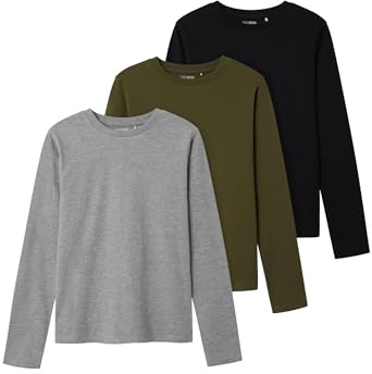 TWO SOON 3er-Pack Langarmshirt Jungen - Baumwolle Longsleeve T-Shirts für Kinder