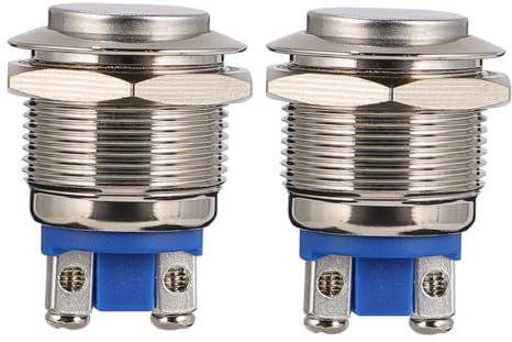 GLEAVI 2pcs Momentary Push Button Switches Stainless Steel Emergency Stop Button Wire Connector for Door Bell