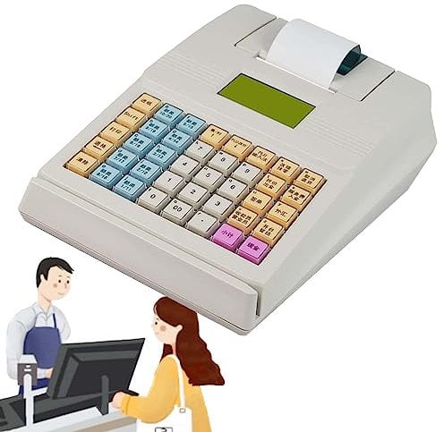 IUBGFTO Elektronische Registrierkasse mit Flacher Tastatur, Systemkasse, Registrierkasse mit digitaler LED-Anzeige