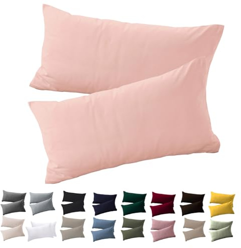 Soifox Kissenbezug 40 x 80 2er Set - Kopfkissenbezug 40x80 Kirschblüte Rosa 100% Mikrofaser bügelfrei & knitterfrei mit Reißverschluss