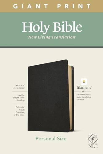 Holy Bible: NLT, Black, Genuine Leather, Filament Enabled, Personal Size Giant Print