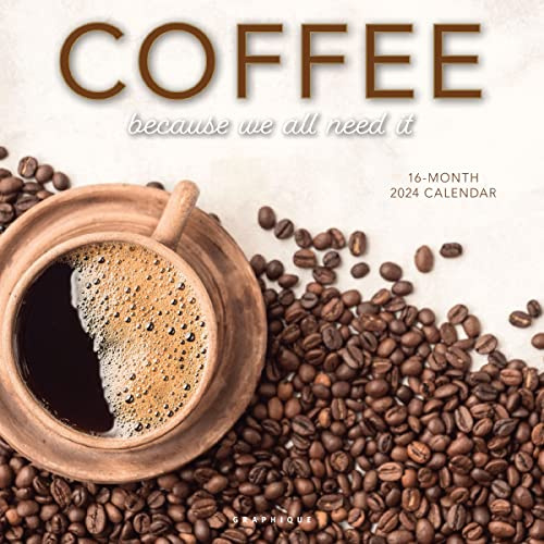Graphique 2024 Kaffee-Wandkalender | 30,5 x 30,5 cm | dickes Papier | Organizer für Zuhause und Büro | großes monatliches Raster | 3 Sprachen und markierte Feiertage | 4-Monats-Vorschau für 2025