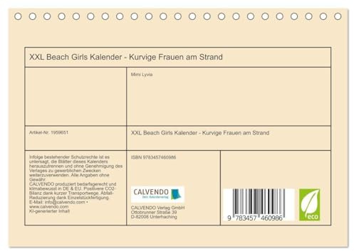XXL Beach Girls Kalender - Kurvige Frauen am Strand (Tischkalender 2026 DIN A5 quer), CALVENDO Monatskalender: Kurvige XXL Girls verbringen einen sinnlichen Tag am Meer. (CALVENDO Erotik)