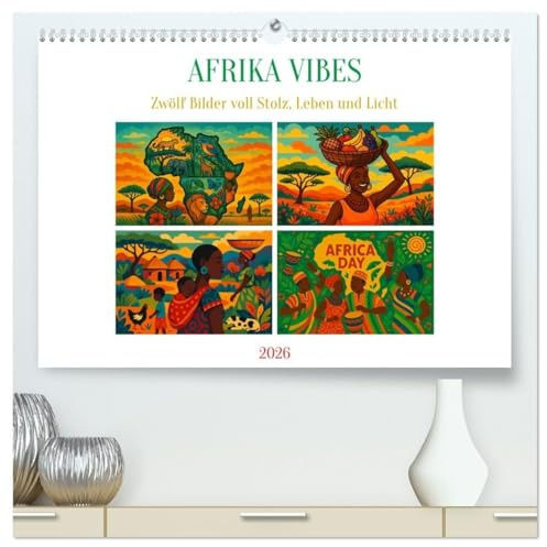 AFRIKA VIBES – Zwölf Bilder voll Stolz, Leben und Licht (hochwertiger Premium Wandkalender 2026 DIN A2 quer), Kunstdruck in Hochglanz