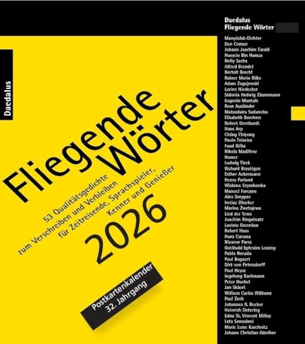 Fliegende Wörter 2026. Postkartenkalender: 53 Qualitätsgedichte zum Verschreiben und Verbleiben.