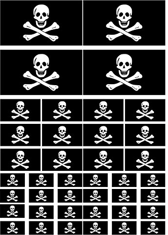 AWS 40 Aufkleber Flagge Schwarz Piraten Jolly Roger Wasserdicht für Auto Motorrad in 2 Größen Aufkleber Vinyl Flag Pirates Black (A4)