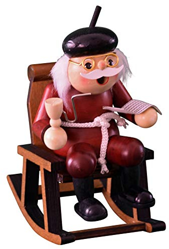 yanka-style Räuchermännchen Räuchermann Räucherfigur Rauchfigur Opa im Schaukelstuhl ca. 16 cm hoch aus Holz Weihnachten Advent Geschenk Dekoration (20186)