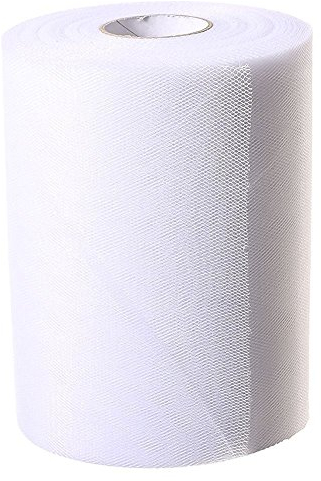 Paor, nastro in tessuto tulle per decorazioni, confezioni, fiocchi, tutù, lungo 91,4 m e largo 15 cm, disponibile in diversi colori white