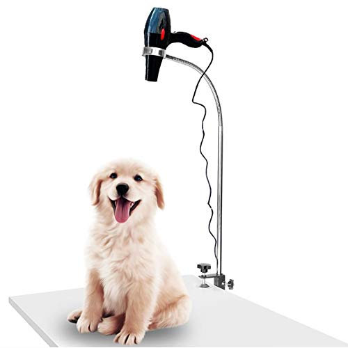 Hand-Free Haartrockner Ständer, Hunde Haustierpflege Tisch Fön Stehen Schlauchhalter Mit Klemme, Rostfreier Stahl Dritter Arm Einstellbar Flexibel