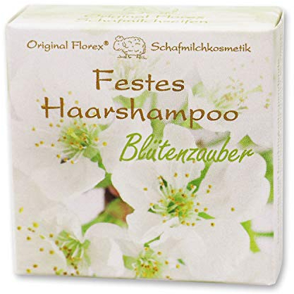 Florex Festes Haarshampoo Blütenzauber feuchtigkeitsspendend kräftigt das Haar mit Schafmilch 58 g
