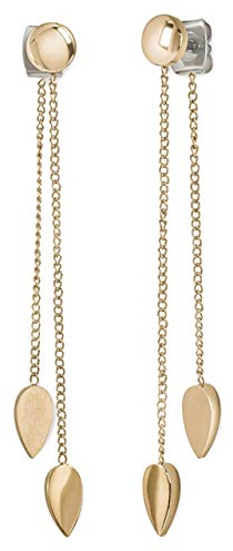 Boccia Ohrringe mit Anhängern in Tropfenform aus poliertem goldplattierten Reintitan, in der Farbe: Gold, hautfreundlich, Maße: Länge 53mm, 05037-02
