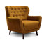 CAVADORE Sessel Abby / Retro-Polstersessel im Samt-Look mit Knopfverzierung / 87 x 89 x 88 / Samtoptik, gold