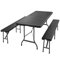 CASARIA® Bierzeltgarnitur 180 cm Klappbar Schwarz Polyrattan Kunststoff 2X Bierbank 1x Breiter Tisch Biertischgarnitur Festzeltgarnitur Campingtisch