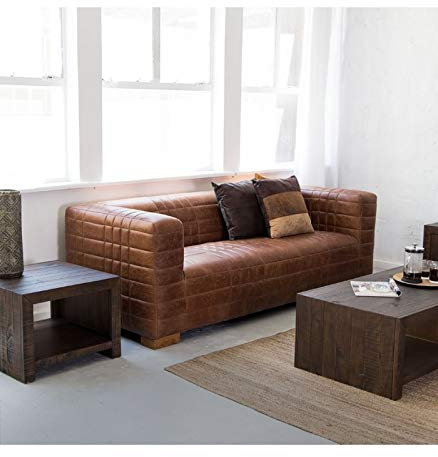 JVmoebel Chesterfield 3 Sitzers Luxus Raster Sofa Textil Leder Couch Designer Sofas Neu