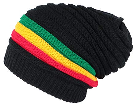 Lange Mütze, schwarz, Jamaika-Look, Mode und Klasse, aus Wolle Clify – Unisex, Schwarz , Einheitsgröße