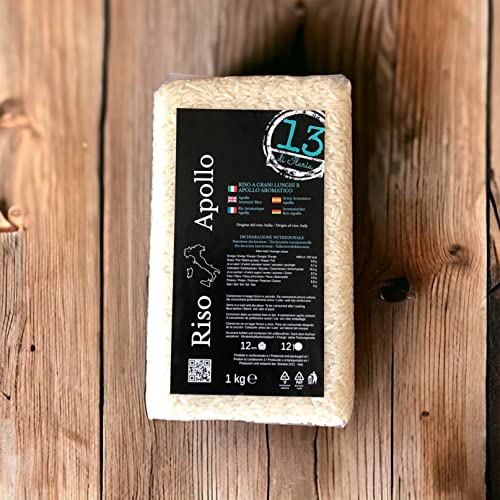 Riz Apollo Italien 2 kg | Sans gluten, parfumé et léger | Alternative au Basmati | Cultivé dans le Piémont | Idéal pour poisson, viande et légumes | 13 di Ilaria