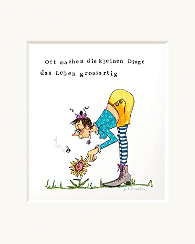 B.Freundlieb Bild | Die kleinen Dinge | Passepartout Kunstdruck Wandbild | Frau Blume | Geschenk | 30 x 30 cm | Barbara Freundlieb, mehrfarbig