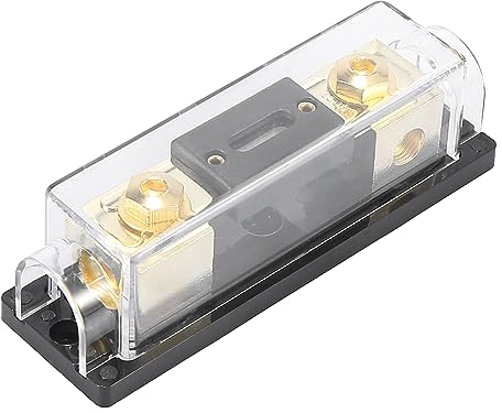 X AUTOHAUX Sicherungshalter 0/2/4 Gauge Inline ANL Sicherungsblock mit 250 Ampere Sicherung Transparent Schwarz