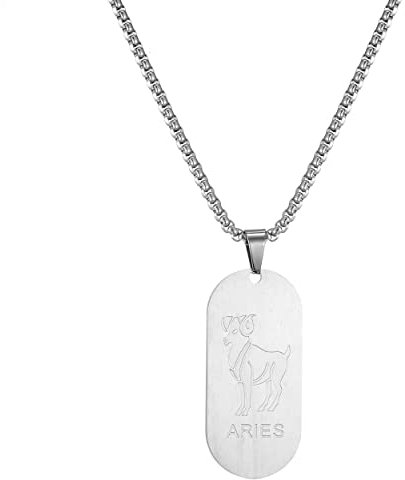AFSTALR Silber Kette 12 Sternbilder Widder Halskette Herren Tierkreis Kette Anhänger Konstellation Kette