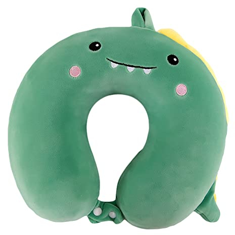 EXQULEG Cartoon Nackenkissen Memory Foam Nackenkissen Stützkissen, Reisekissen Kinder Reisekissen Ideal für Reise Büro und Haus (Dinosaurier)