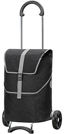 ANDERSEN Einkaufstrolley - Scala Shopper Mikkel schwarz | mit Flüsterrädern, klappbar, aus Stahl, bis 40 kg - Tasche mit Thermofach, Rucksackfunktion, Fronttasche, 37 L