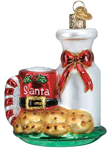 Old World Christmas Santa's Milk and Cookies Glass Blown Ornament for Christmas Tree