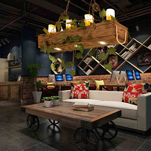 A.1.Coo Retro Hängelampe 4 Flammen Industrie Pendelleuchte Kreative Holz Rustikal Esstisch Kronleuchter Höhenverstellbare Für Wohnzimmer Bar Hängeleuchte Cafe Dekoration Deckenleuchte