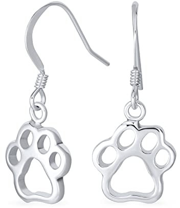 Beste Freundin Tier Haustierliebhaber Bff Hund Welpe Baumelnde Pfotenabdruck Ohrringe Für Frauen Teenager .925 Sterling Silber Fischhaken