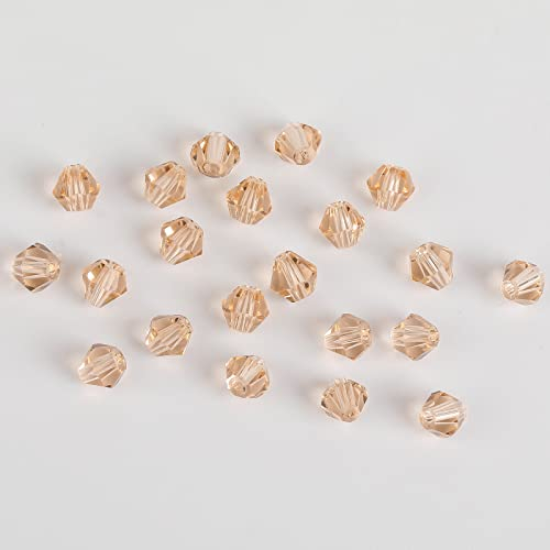 Novborcz 4mm Bicone Silver Champagne Glass Beads for Jewelry Making 1700pcs Faceted Crystal Spacer Beads Assortments Supplies Accessories for Bracelet Necklace for Wholesale