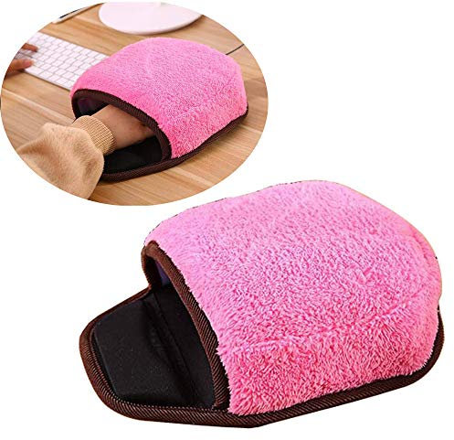 FARUTA Tapis de souris USB chauffe-mains, pochette chauffe-mains, tapis de souris chaud d'hiver avec protège-poignet, housse de souris d'ordinateur, tapis de souris confortable en peluche pour