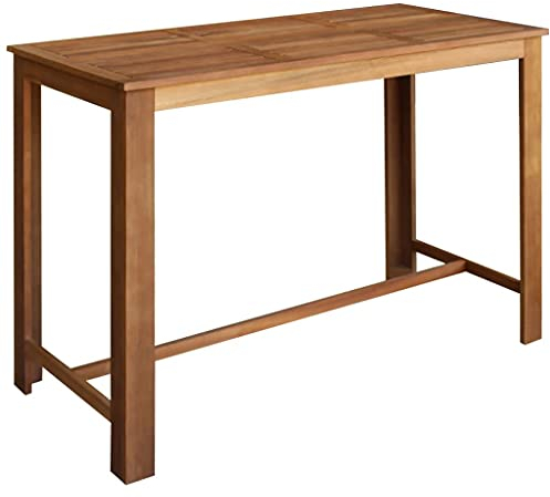 Mogou Bartisch, Bistrotisch, Stehtisch, Empfangstheke, Bistro Stehtisch, Beistelltisch, Konsolentisch, Bar Table, Akazienholz Massiv 150 x 70 x 105 cm