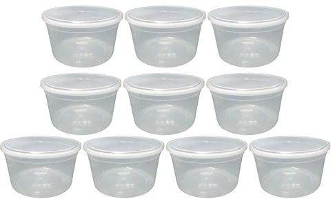 JMS we create smile (Pack of 10 Large Clear Round Plastic Food Storage Containers With Airtight Lids - BPA Free Meal Prep Takeaway Containers - Microwave & Freezer Safe (4L Litre)