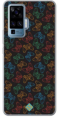 Movilshop Étui pour [Vivo X51 5G ] Dessin Gamers [ Manettes Xbox ] en silicone souple Transparent Coque Case Cover Gel pour Smartphone.