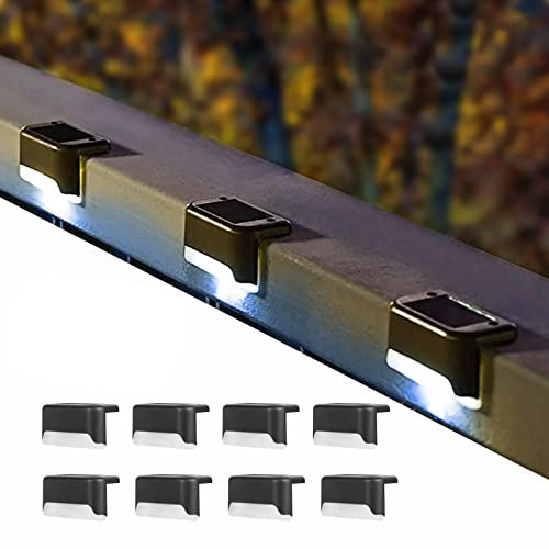 Eurobuy Luces solares para terraza, paquete de 8 luces solares para exteriores, luces solares impermeables para valla de patio, escaleras, escalones, jardín