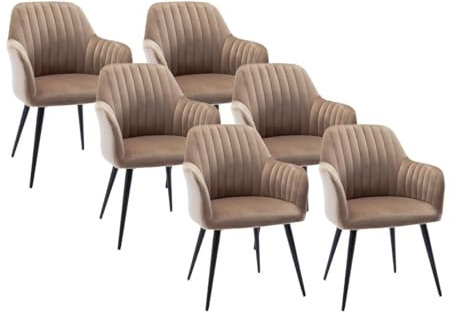 Vente-unique-Stuhl mit Armlehnen 6er-Set - Samt & Metall schwarz - Beige - Eleana