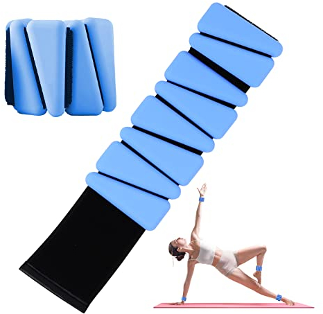 MXiiXM Handgelenkgewichte 2er Set, Verstellbare Silikon Workout Gewichte für Damen und Herren, Tragbare Knöchel-/Handgelenkgewichte Geeignet für Yoga, Tanz, Pool Übungen und Joggen, 0.9 kg (Blau)