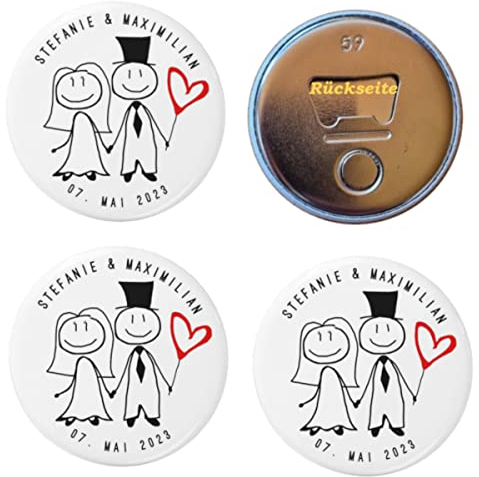 3 Magnet-Flaschenöffner Tischdeko Hochzeit Gast-Geschenke Kühlschrankmagnet Hochzeitsdeko Streudeko